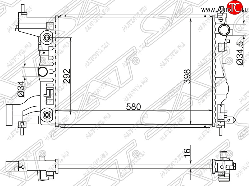 4 899 р. Радиатор двигателя SAT (трубчатый, МКПП/АКПП) Chevrolet Cruze J300 седан дорестайлинг (2009-2012)  с доставкой в г. Санкт‑Петербург