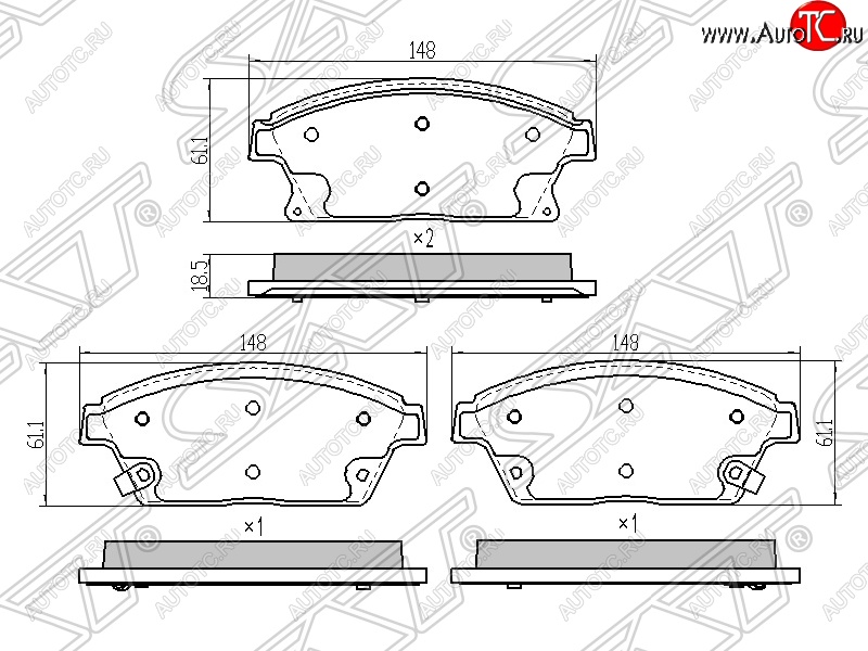 1 239 р. Колодки тормозные передние SAT (диски 300мм)  Chevrolet Aveo (T250,  T300), Cruze (J300,  J305,  J308), Opel Astra (J)  с доставкой в г. Санкт‑Петербург