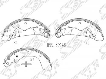 1 739 р. Колодки тормозные SAT (задние)  Daewoo Nexia  рестайлинг (2008-2015)  с доставкой в г. Санкт‑Петербург. Увеличить фотографию 1