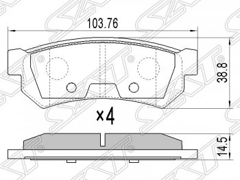 749 р. Колодки тормозные SAT (задние)  Chevrolet Lacetti ( седан,  универсал,  хэтчбек) - Nubira  J200  с доставкой в г. Санкт‑Петербург. Увеличить фотографию 1