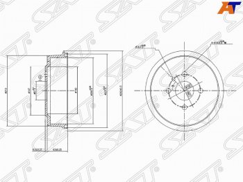 Барабан тормозной задний SAT Chevrolet (Шевролет) Lanos (Ланос)  T100 (2002-2017), Daewoo (Даеву) Nubira (Нубира) ( J100,  J150) (1997-2002)