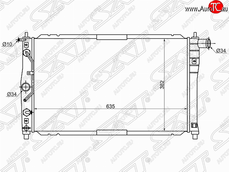 6 449 р. Радиатор двигателя SAT ( (пластинчатый, 1.3/1.5/1.6, АКПП, кондиционер)  Chevrolet Lanos ( T100,  T150,  седан) (1997-2017), Daewoo Sense  Т100 (1997-2008), ЗАЗ Chance ( седан,  хэтчбэк) (2009-2017), ЗАЗ Sens ( седан,  хэтчбэк) (2007-2017)  с доставкой в г. Санкт‑Петербург