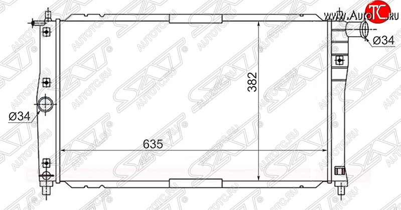 3 199 р. Радиатор двигателя SAT (трубчатый, 1.3/1.5/1.6, МКПП, кондиционер)  Chevrolet Lanos ( T100,  T150,  седан) (1997-2017), Daewoo Sense  Т100 (1997-2008), ЗАЗ Chance ( седан,  хэтчбэк) (2009-2017), ЗАЗ Sens ( седан,  хэтчбэк) (2007-2017)  с доставкой в г. Санкт‑Петербург
