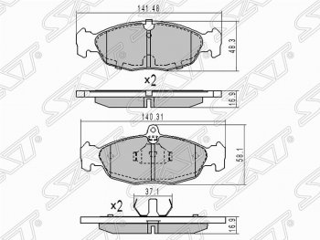 Комплект передних тормозных колодок SAT Daewoo Lanos T150 рестайлинг, седан (2000-2009)