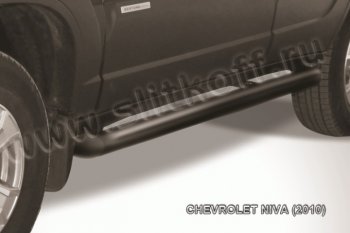 9 199 р. Защита порогов d76 труба Slitkoff  Chevrolet Niva  2123 (2009-2020) рестайлинг (Нержавейка, Полированная)  с доставкой в г. Санкт‑Петербург. Увеличить фотографию 1