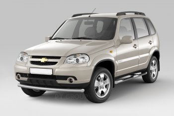 4 299 р. Защита порогов из трубы Ø63 мм с проступью Petroil Tuning  Chevrolet Niva  2123 (2009-2020), Лада 2123 (Нива Шевроле) (2009-2021) (Сталь полимерным покрытием в цвет: серебристый ❞Искра❝)  с доставкой в г. Санкт‑Петербург. Увеличить фотографию 1