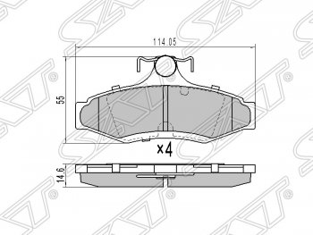 699 р. Колодки тормозные SAT (задние) SSANGYONG Korando 2 (1996-2006)  с доставкой в г. Санкт‑Петербург. Увеличить фотографию 1