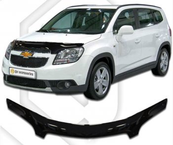 2 999 р. Дефлектор капота CA-Plastic exclusive  Chevrolet Orlando (2011-2018) (Classic черный, Без надписи)  с доставкой в г. Санкт‑Петербург. Увеличить фотографию 1