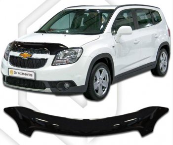 2 599 р. Дефлектор капота CA-Plastic  Chevrolet Orlando (2011-2018) (Classic черный, Без надписи)  с доставкой в г. Санкт‑Петербург. Увеличить фотографию 1