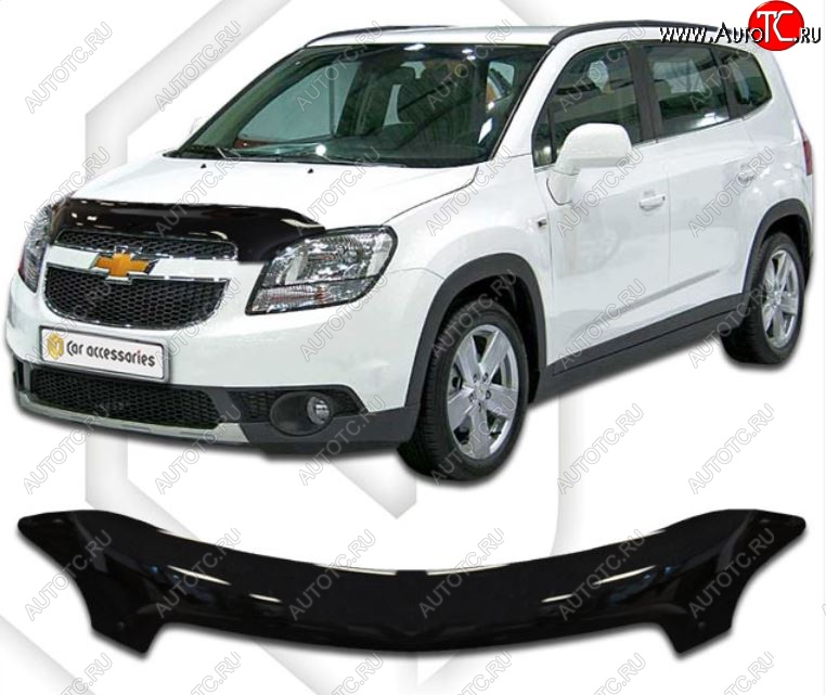 2 599 р. Дефлектор капота CA-Plastic  Chevrolet Orlando (2011-2018) (Classic черный, Без надписи)  с доставкой в г. Санкт‑Петербург