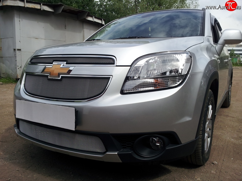 1 449 р. Сетка в решетку радиатора (верхняя) Russtal  Chevrolet Orlando (2011-2018) (хром)  с доставкой в г. Санкт‑Петербург