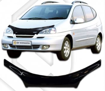 2 059 р. Дефлектор капота CA-Plastiс exclusive  Chevrolet Rezzo (2000-2008) (Classic черный, Без надписи)  с доставкой в г. Санкт‑Петербург. Увеличить фотографию 1