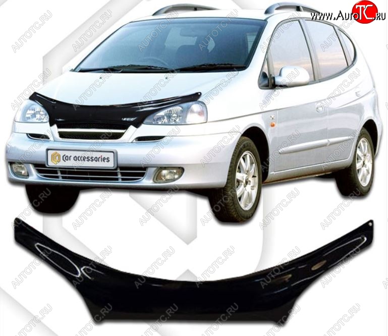 2 079 р. Дефлектор капота CA-Plastiс exclusive Chevrolet Rezzo (2000-2008) (Classic черный, Без надписи)  с доставкой в г. Санкт‑Петербург