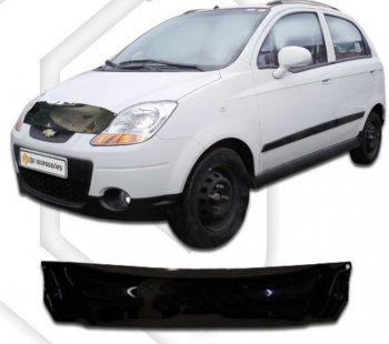 2 599 р. Дефлектор капота CA-Plastic  Chevrolet Spark  M200,250 (2005-2010) (Classic черный, Без надписи)  с доставкой в г. Санкт‑Петербург. Увеличить фотографию 1