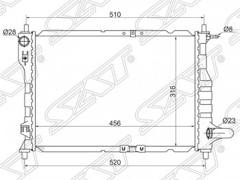 2 799 р. Радиатор двигателя SAT (трубчатый, МКПП/АКПП) Chevrolet Spark M300 дорестайлинг (2010-2015)  с доставкой в г. Санкт‑Петербург. Увеличить фотографию 1