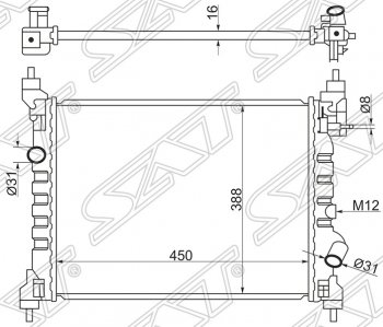 5 549 р. Радиатор двигателя SAT (пластинчатый) Chevrolet Spark M300 дорестайлинг (2010-2015)  с доставкой в г. Санкт‑Петербург. Увеличить фотографию 1