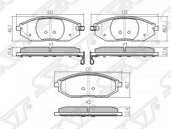 1 089 р. Колодки тормозные SAT (передние)  Chevrolet Spark  M300 (2010-2015) дорестайлинг  с доставкой в г. Санкт‑Петербург. Увеличить фотографию 1