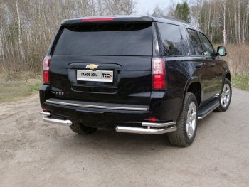 26 699 р. Защита заднего бампера (уголки двойные) ТСС 76,1/42,4 мм  Chevrolet Tahoe  K2UC (2014-2021)  с доставкой в г. Санкт‑Петербург. Увеличить фотографию 1