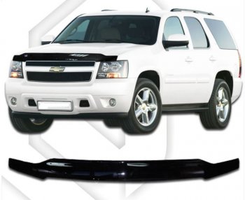 2 799 р. Дефлектор капота CA-Plastic  Chevrolet Tahoe  GMT900 (2006-2013) 5 дв. (Classic черный, Без надписи)  с доставкой в г. Санкт‑Петербург. Увеличить фотографию 1