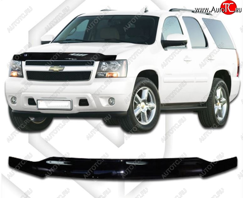 2 799 р. Дефлектор капота CA-Plastic  Chevrolet Tahoe  GMT900 (2006-2013) 5 дв. (Classic черный, Без надписи)  с доставкой в г. Санкт‑Петербург