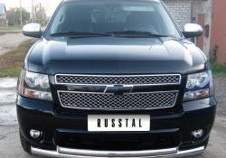 Защита переднего бампера (2 трубыØ76 и 63 мм, нержавейка) Russtal Chevrolet Tahoe GMT900 5 дв. (2006-2013)