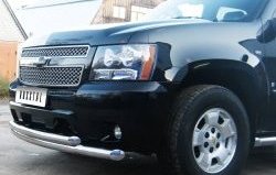 23 999 р. Защита переднего бампера (2 трубыØ76 мм, нержавейка) Russtal Chevrolet Tahoe GMT900 5 дв. (2006-2013)  с доставкой в г. Санкт‑Петербург. Увеличить фотографию 1