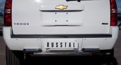 Тройная защита заднего бампера Russtal из труб диаметром 76 и 63 мм (рестайлинг) Chevrolet Tahoe GMT900 5 дв. (2006-2013)