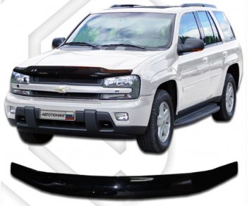 1 999 р. Дефлектор капота CA-Plastic Chevrolet Trailblazer GMT360 рестайлинг (2006-2012) (Classic черный, Без надписи)  с доставкой в г. Санкт‑Петербург. Увеличить фотографию 1