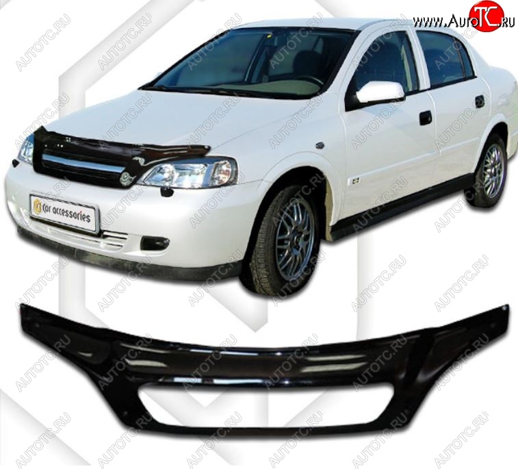 2 599 р. Дефлектор капота CA-Plastic exclusive  Chevrolet Viva (2005-2008) (Classic черный, Без надписи)  с доставкой в г. Санкт‑Петербург