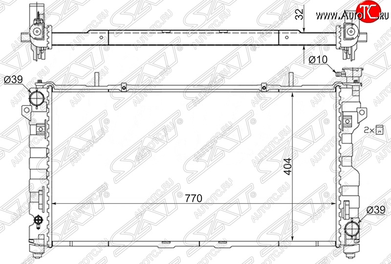 8 499 р. Радиатор двигателя SAT (пластинчатый, 3.3/3.8, МКПП/АКПП)  Chrysler Voyager  RG минивэн (2000-2004), Dodge Caravan (2000-2007)  с доставкой в г. Санкт‑Петербург