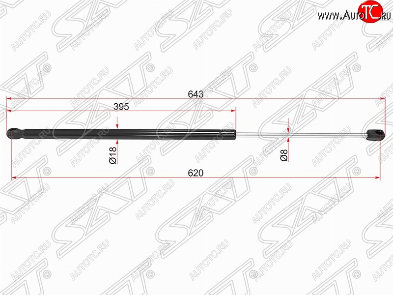 739 р. Газовый упор крышки багажника SAT (LH=RH)  CITROEN Berlingo  B9 (2008-2022), Peugeot Partner  B9 (2008-2018)  с доставкой в г. Санкт‑Петербург