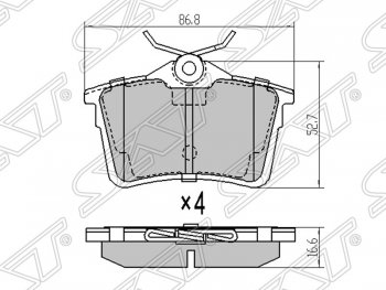 979 р. Колодки тормозные SAT (задние) Peugeot Partner B9 1-ый рестайлинг (2012-2015)  с доставкой в г. Санкт‑Петербург. Увеличить фотографию 1