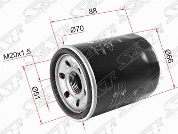 Фильтр масляный SAT (2.0 4B11, 2.2 DI-D 4HK/4HN, 2.4 4B12, 3.0 6B31, 4G64, 4G32, 4G) Mitsubishi Pajero 2 V30/V40 5 дв. дорестайлинг (1991-1997)