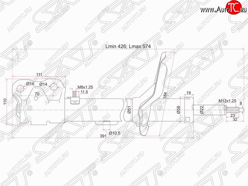 3 699 р. Правый амортизатор передний SAT Peugeot 4007 (2007-2012)  с доставкой в г. Санкт‑Петербург