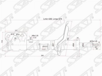 3 699 р. Левый амортизатор передний SAT Peugeot 4007 (2007-2012)  с доставкой в г. Санкт‑Петербург. Увеличить фотографию 1