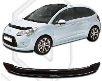 1 749 р. Дефлектор капота CA-Plastiс  CITROEN C3  дорестайлинг (2009-2015) (Classic черный, Без надписи)  с доставкой в г. Санкт‑Петербург. Увеличить фотографию 1