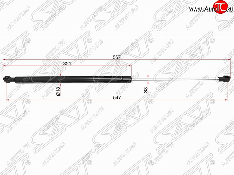 779 р. Упор крышки багажника SAT (газовый)  CITROEN C3 Picasso  дорестайлинг (2008-2012)  с доставкой в г. Санкт‑Петербург