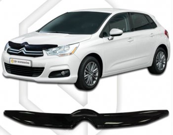 1 759 р. Дефлектор капота CA-Plastic  CITROEN C4  B7 (2011-2018) хэтчбэк 5 дв. (Classic черный, Без надписи)  с доставкой в г. Санкт‑Петербург. Увеличить фотографию 1