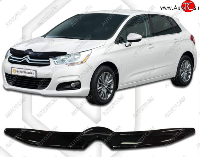 1 759 р. Дефлектор капота CA-Plastic  CITROEN C4  B7 (2011-2018) хэтчбэк 5 дв. (Classic черный, Без надписи)  с доставкой в г. Санкт‑Петербург