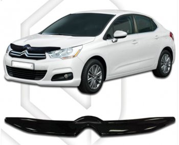 1 759 р. Дефлектор капота CA-Plastic  CITROEN C4  B7 (2011-2018) хэтчбэк 5 дв. (Classic черный, Без надписи)  с доставкой в г. Санкт‑Петербург. Увеличить фотографию 2