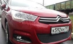 1 469 р. Сетка на бампер (хетчбек) Russtal (черная)  CITROEN C4  B7 (2011-2018) хэтчбэк 5 дв.  с доставкой в г. Санкт‑Петербург. Увеличить фотографию 2