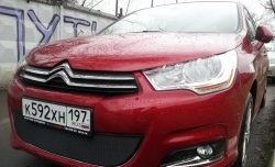 1 469 р. Сетка на бампер (хетчбек) Russtal (черная)  CITROEN C4  B7 (2011-2018) хэтчбэк 5 дв.  с доставкой в г. Санкт‑Петербург. Увеличить фотографию 3