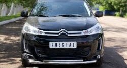 Защита переднего бампера (2 трубыØ63 и 42 мм, нержавейка) SLITKOFF CITROEN (Ситроен) C4 aircross (С4) (2012-2017)