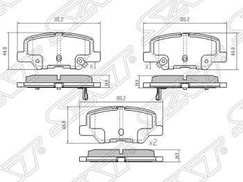 999 р. Колодки тормозные задние SAT  CITROEN C4 aircross, Mazda C4 aircross, Mitsubishi ASX, L200 (4,  5 KK,KL), Outlander (GF)  с доставкой в г. Санкт‑Петербург. Увеличить фотографию 1