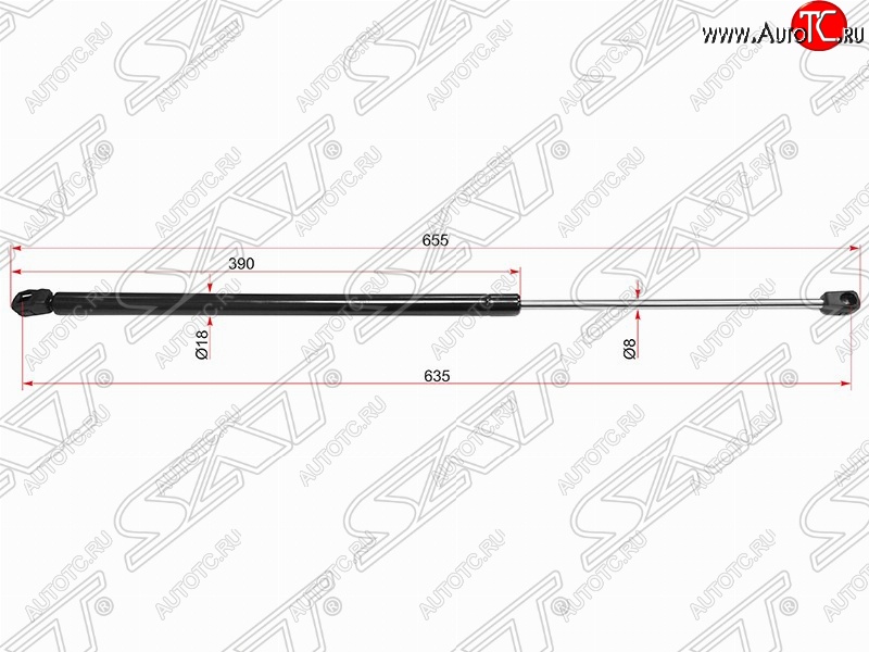 649 р. Газовый упор крышки багажника SAT (LH=RH, 655 мм) CITROEN C4 picasso UD минивэн (2006-2014)  с доставкой в г. Санкт‑Петербург