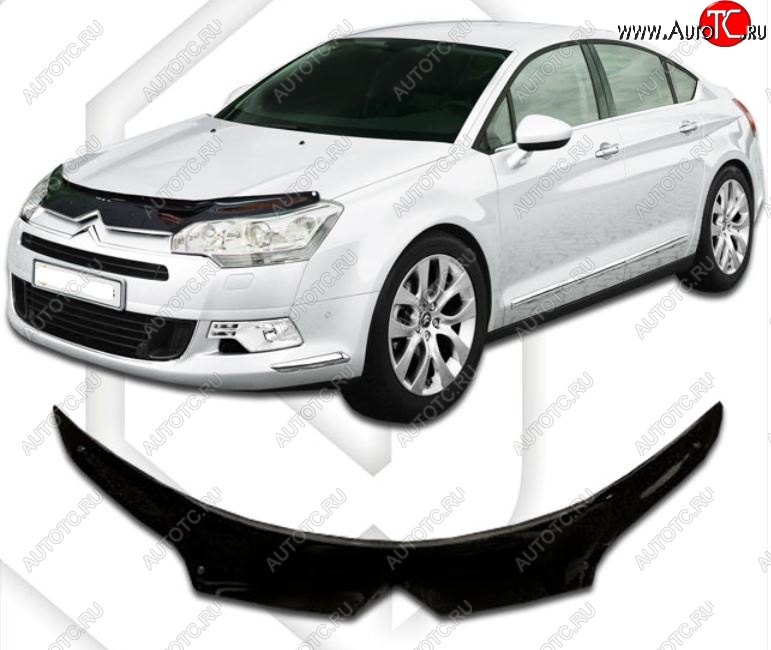 2 059 р. Дефлектор капота CA-Plastic exclusive  CITROEN C5 ( RD,  RW) (2008-2017) дорестайлинг, седан, доресталийнг, универсал (Classic черный, Без надписи)  с доставкой в г. Санкт‑Петербург