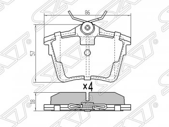 969 р. Колодки тормозные SAT (задние)  CITROEN C5 ( RD,  RW) (2008-2017), Peugeot 407 ( седан,  универсал) (2004-2011), Peugeot 607 (2000-2009)  с доставкой в г. Санкт‑Петербург. Увеличить фотографию 1