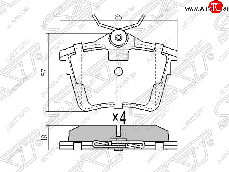 969 р. Колодки тормозные SAT (задние)  CITROEN C5 ( RD,  RW) (2008-2017), Peugeot 407 ( седан,  универсал) (2004-2011), Peugeot 607 (2000-2009)  с доставкой в г. Санкт‑Петербург