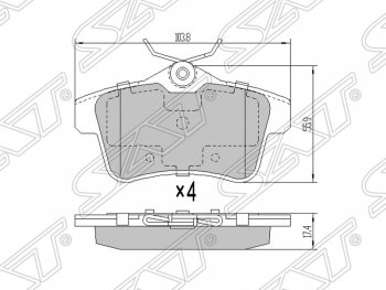 Колодки тормозные SAT (задние) CITROEN C4 B7 хэтчбэк 5 дв. (2011-2018)