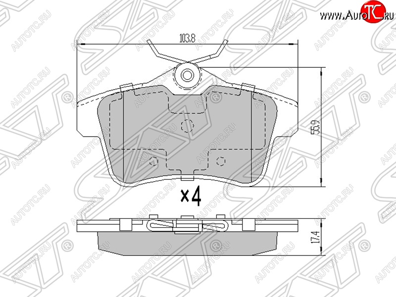 1 099 р. Колодки тормозные SAT (задние)  CITROEN C4 (B7), DS4 (PF1), DS5 (PF2), Peugeot 3008, 5008 (T8), 508 (седан,  универсал)  с доставкой в г. Санкт‑Петербург